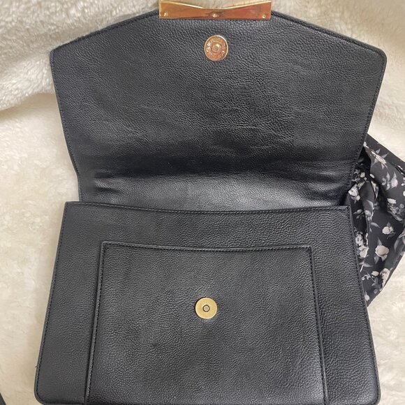 Feminine Besty Johnson Black/White Floral Handbag w/Shoulder Strap Medium Size - Picture 8 of 12